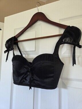 La Senza black satin corset bra top